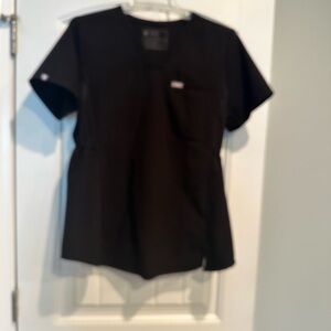 Figs Black V-Neck Scrub Top